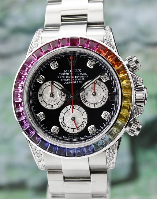 (image for) A ROLEX MEN SIZE STAINLESS STEEL DAYTONA COSMOGRAPH - 116520 / RAINBOW EDITION